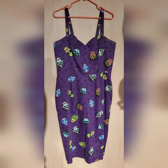 Vixen By Micheline Pitt Ben Cooper Purple Mask Sweetheart Wiggle Dress Sz 2x GUC - Picture 2 of 9